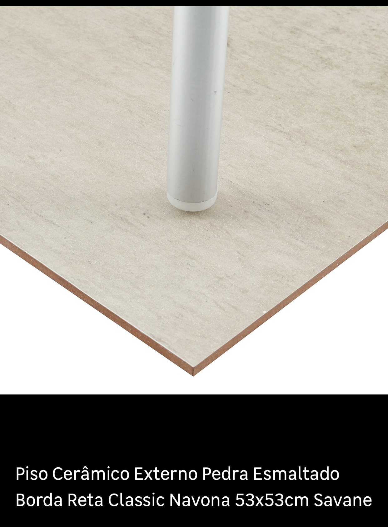 Piso Cerâmico Externo Pedra Esmaltado Borda Reta Classic Navona 53x53cm Savane