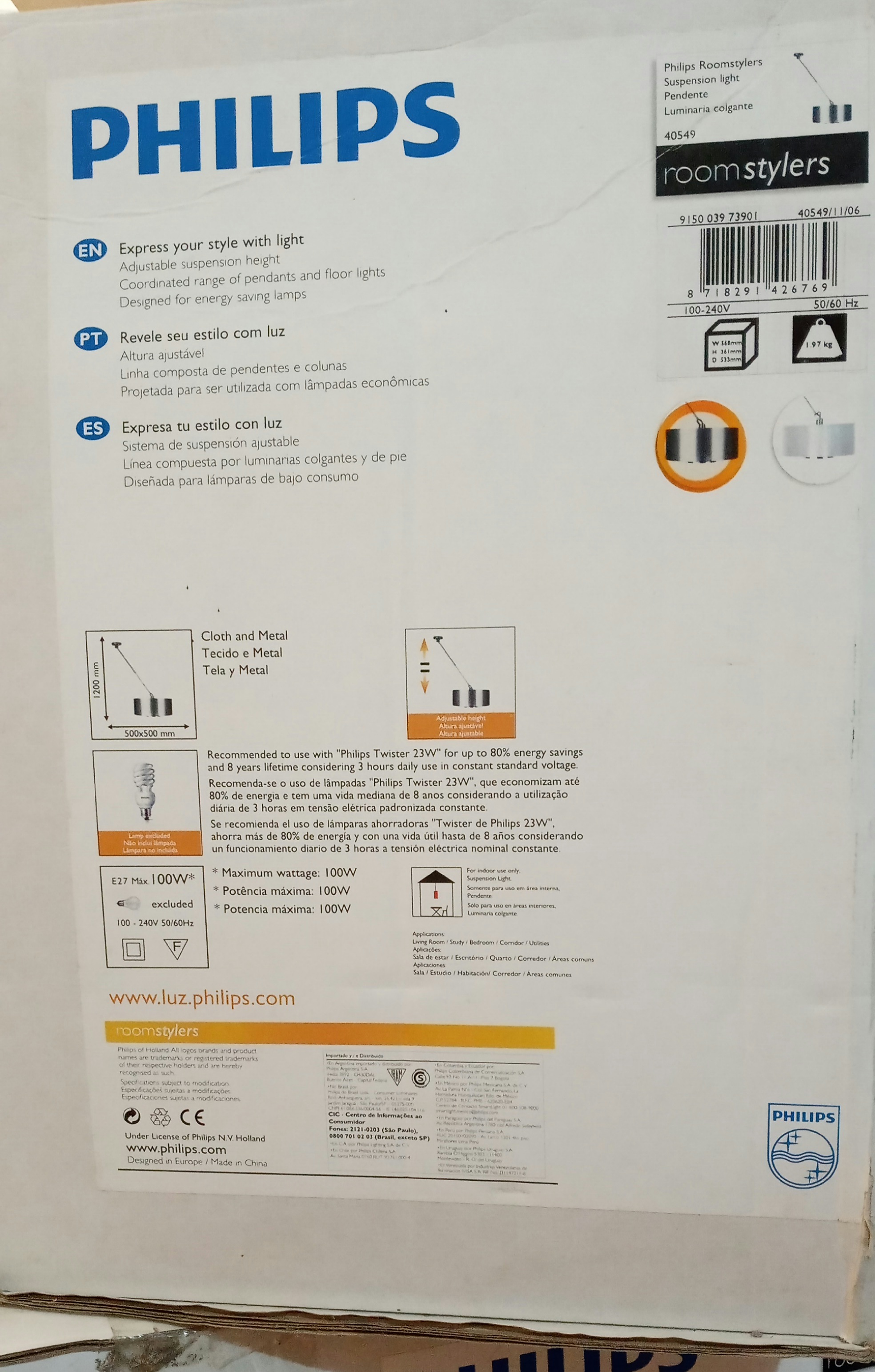 3 Pendentes novos cúpula Philips roomstylers Suspension light, luminária Colgante