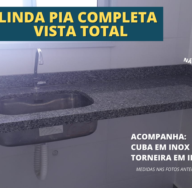 PIA PARA COZINHA EM GRANITO (Vendo com cuba inox e torneira - sem uso)