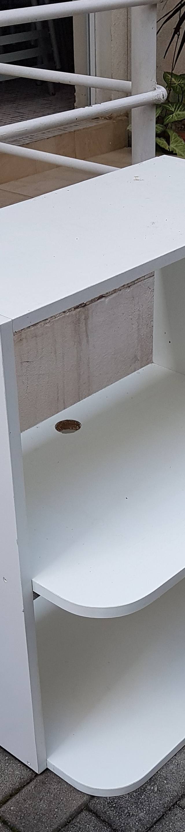 Armário para microondas/forno de parede branco, 2 prateleiras
